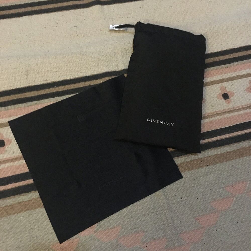 Givenchy Black puffer eyeglass case drawstring garment bag & cleaning sham NEW